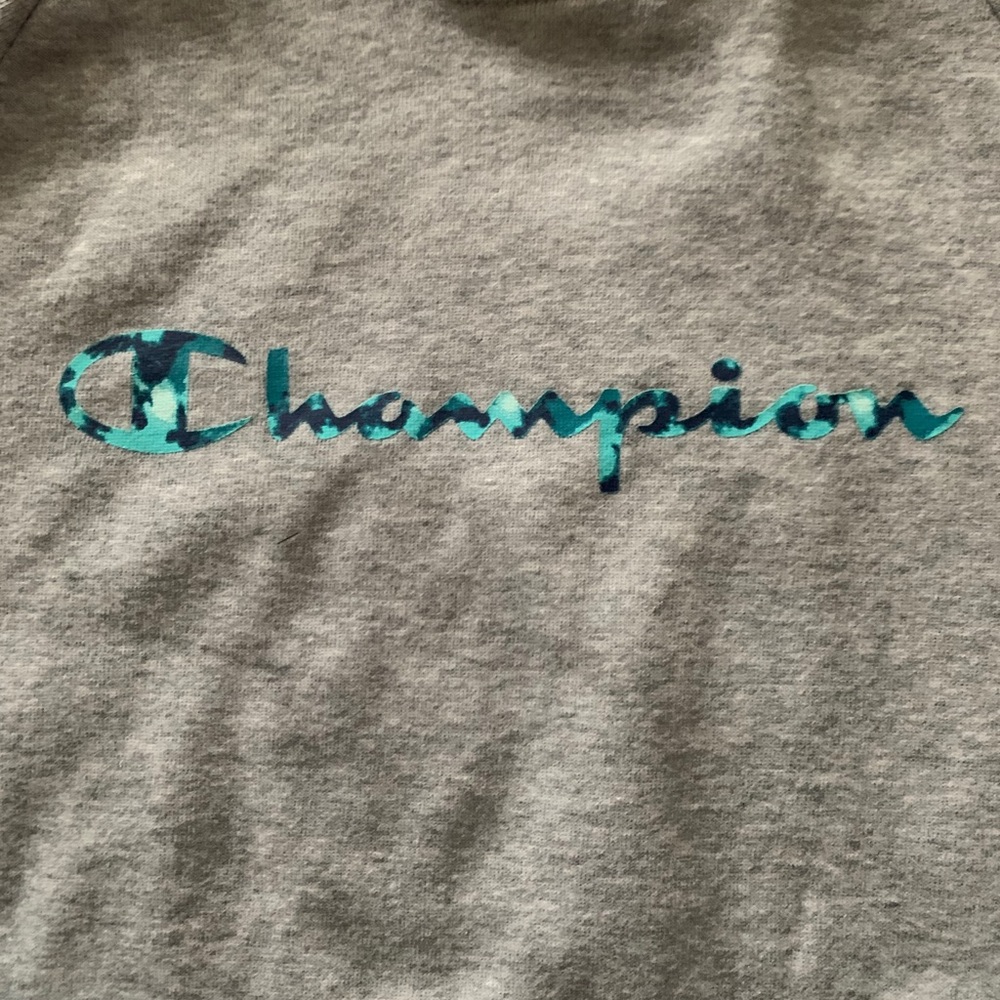 Girls Champion hooded grey tie dye blue